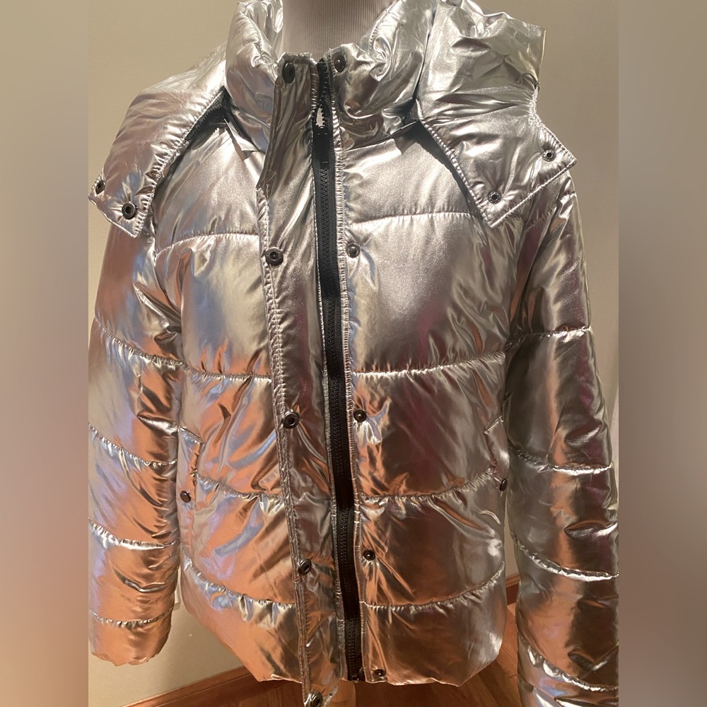 Metallic Puffer Jacket - Removable hood